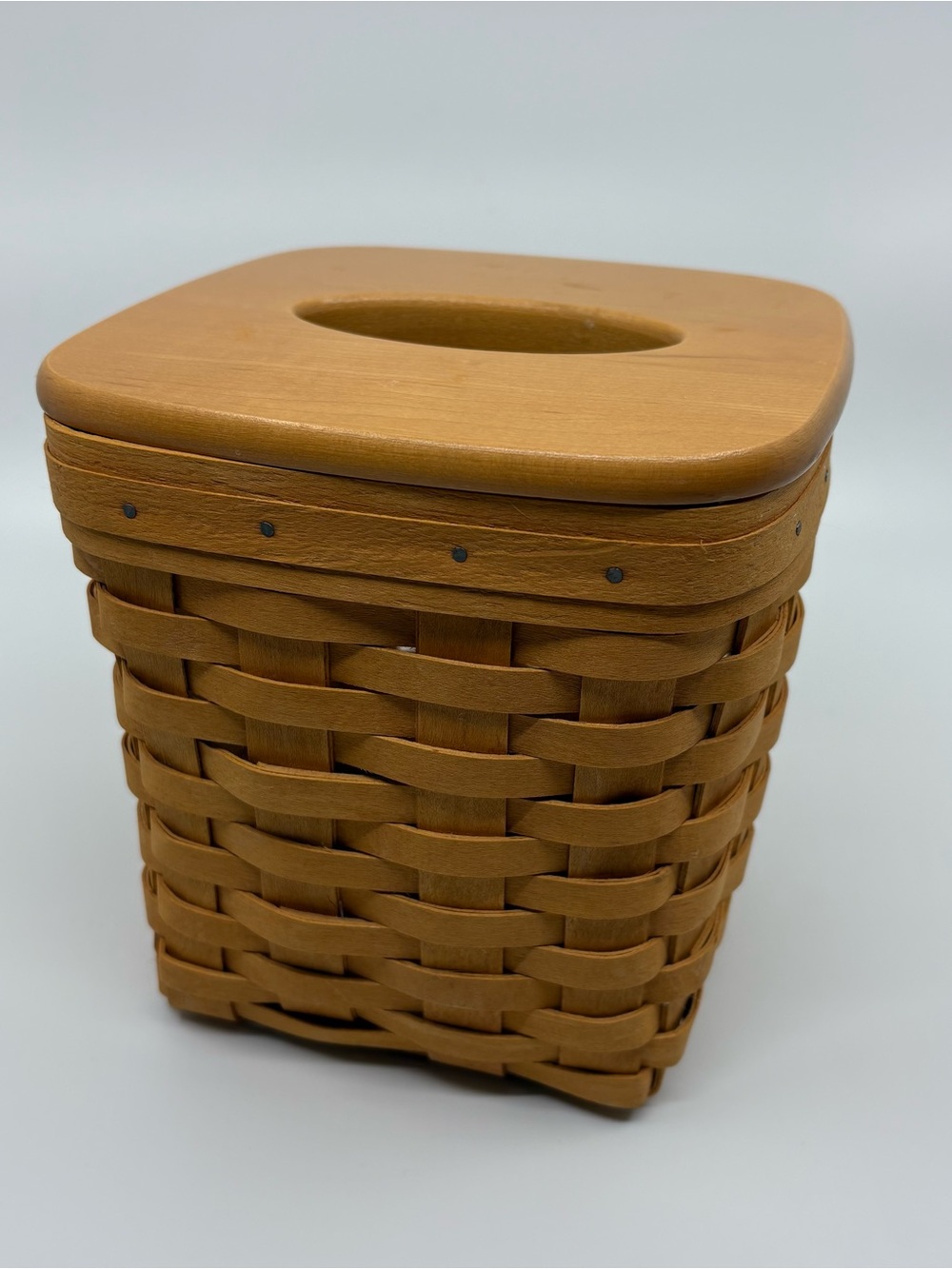 Vintage Longaberger Woodcrafts 2000 Tissue Basket 6.5 Tall Handmade Signed